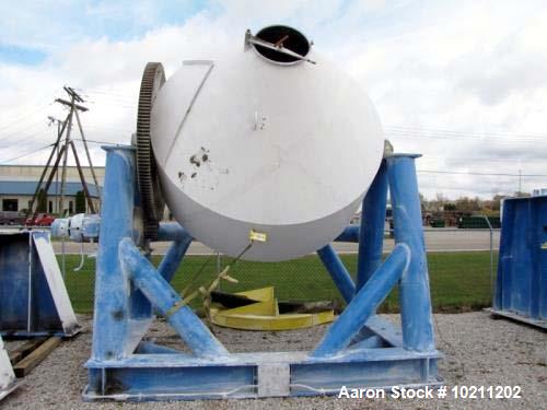 Used 400 Cubic Foot Stainless Steel Double Cone Blender. Gear drive with guard. 9'-6" diameter cone. Half cone height is approximately 53". 39" straight side. 45 degree cone. Current height is 13'-9"...
