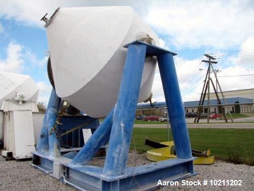 Used- 400 Cubic Foot Stainless Steel Double Cone Blender. Gear drive with guard. 9'-6" diameter cone. Half cone height is ap...