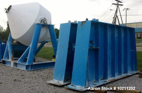 Used 400 Cubic Foot Stainless Steel Double Cone Blender. Gear drive with guard. 9'-6" diameter cone. Half cone height is approximately 53". 39" straight side. 45 degree cone. Current height is 13'-9"...
