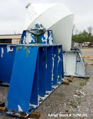 Used- 750 Cubic Foot Stainless Steel Double Cone Blender. 12' diameter cone. 36" straight side. Current height is approximat...