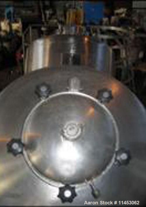 Unused-O'Hara twin shell blender, 60 cubic foot, stainless steel construction, 20" feed ports with covers, stainless steel stands with ladder, stainless steel guards, 7.5 hp 575 volt blender drive wi...