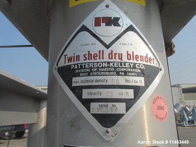 Used- 75 Cubic Feet Patterson Kelley Twin Shell Blender