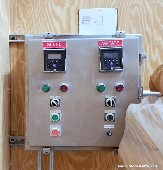 Used Twin Shell "V" Blender with Intensifier Bar, Capacity 20 Cubic Feet. Stainless Steel. Has leg extensions. (2) Charge ports with covers. Shell driven by 2hp, 3/60/230/460 volt, 1800 rpm gear moto...