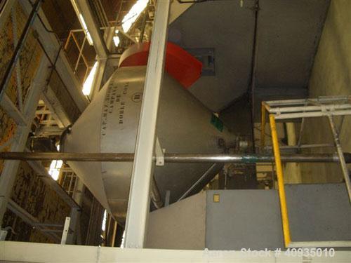 Used 2000 Kilo Double Cone Blender, Stainless Steel. Approximately 150 cubic feet.