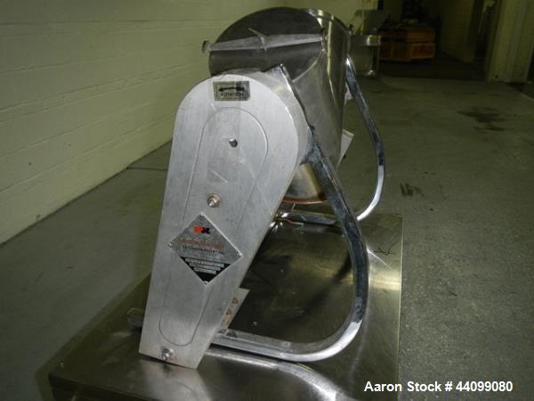 Used Patterson Kelley twin shell blender, 8 quart stainless steel construction, liquid solids bar less drive, approx. 1/5 hp shell drive with covers, serial# LB-8748.
