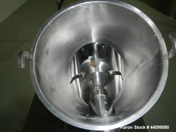 Used Patterson Kelley twin shell blender, 8 quart stainless steel construction, liquid solids bar less drive, approx. 1/5 hp shell drive with covers, serial# LB-8748.