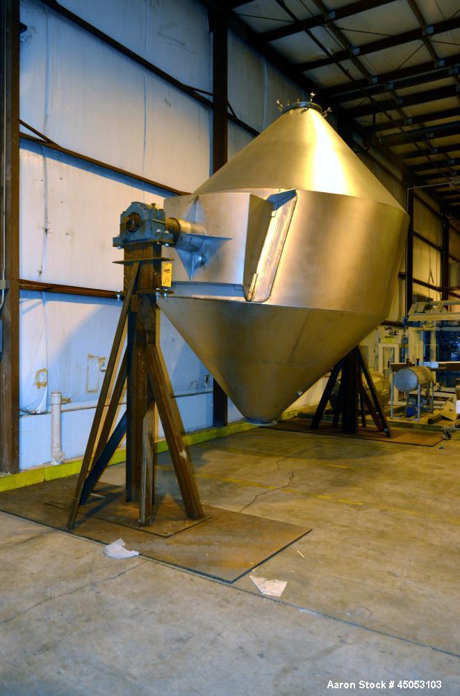 Used- Stainless Steel Slant Double Cone Mixer, Approximate 250 Cubic Feet
