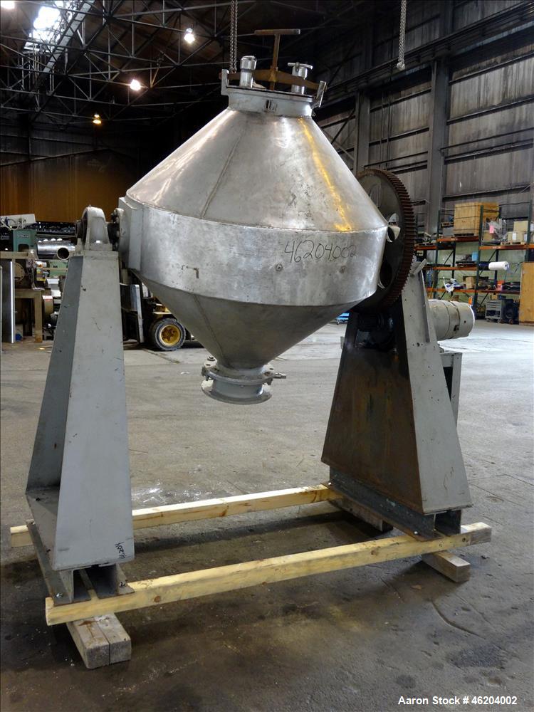 Used Double Cone Blender, Approximately 30 Cubic Feet, 304 Stainless Steel.