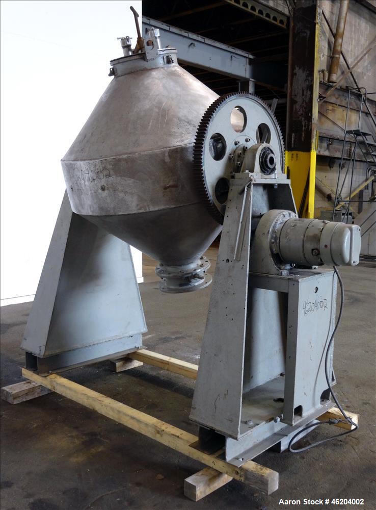 Used Double Cone Blender, Approximately 30 Cubic Feet, 304 Stainless Steel.