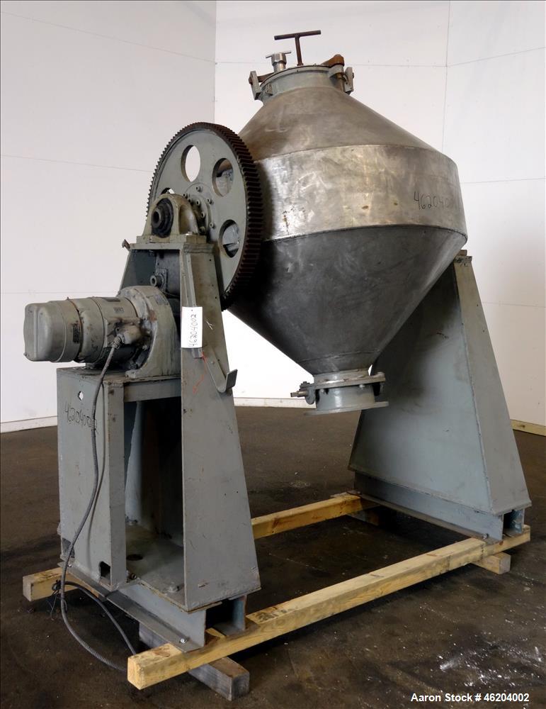 Used Double Cone Blender, Approximately 30 Cubic Feet, 304 Stainless Steel.