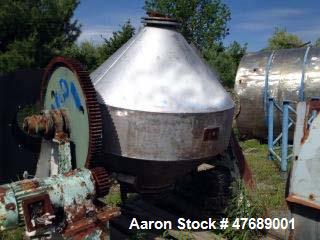 Used- Stainless Steel Double Cone Blender (approximately 20 cubic ft.). Gearhead motor drive with brake and intensifier bar ...