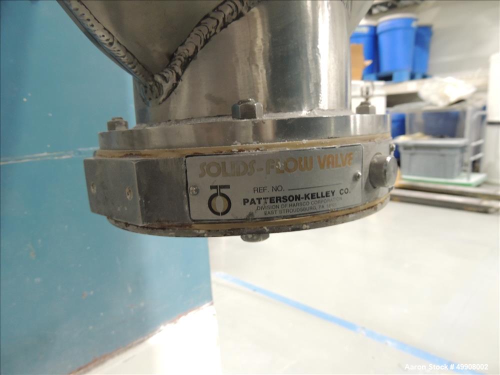Used Patterson-Kelley Twin Shell Dry Blender, 3 Cubic Foot Capacity, Stainless Steel. 60 Pounds per Cubic Foot Maximum Material Density with Intensifier Bar and Controls. 16.5" Top Inlets, 6" Solids-...