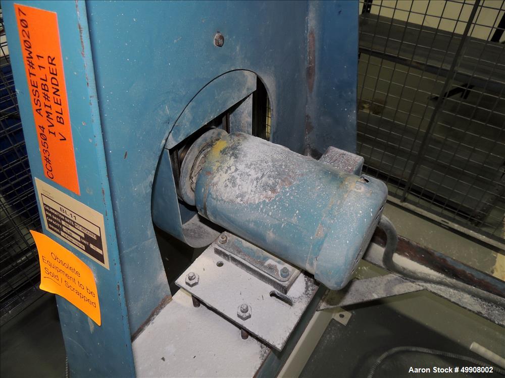 Used Patterson-Kelley Twin Shell Dry Blender, 3 Cubic Foot Capacity, Stainless Steel. 60 Pounds per Cubic Foot Maximum Material Density with Intensifier Bar and Controls. 16.5" Top Inlets, 6" Solids-...