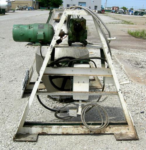 USED: Double cone blender, approx 10 cu ft working capacity, 304 stainless steel. 36" diameter x 12" straight side x 24" cones. 16" diameter top port with cover, approx 6" center bottom outlet with v...