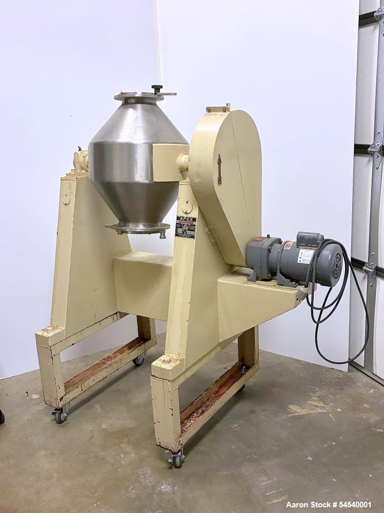 Used Apex Type 583 Stainless Steel Double Cone Blender – 2 Cubic Foot (58 Liter) Capacity