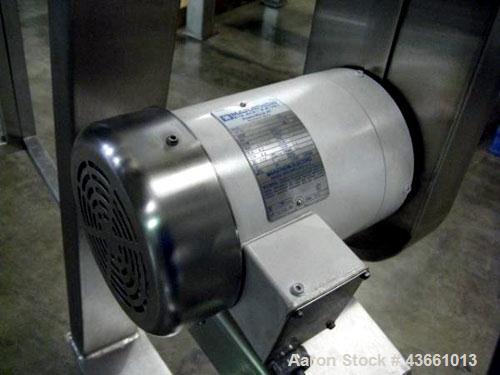 Used Bush Tank Fab Twin Shell Blender. 316 Stainless steel construction, rated 70#/cu ft max material density, provision for cantilevered bar less bar with 2 hp, 208 volt drive, main drive, 20" feed ...