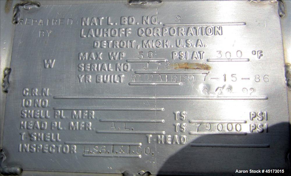Used Stainless Steel Lauhoff Corp Batch Cooker, Model C 72
