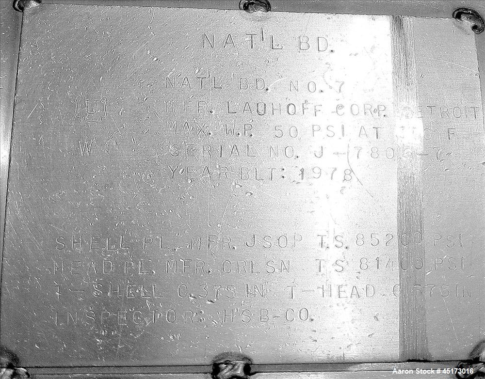 Used Stainless Steel Lauhoff Corp Batch Cooker, Model C 72