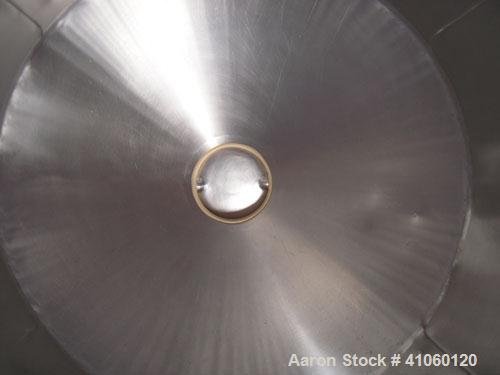 Used Gemco Double Cone Blender, 3 Cubic Feet, 304 Stainless Steel. Maximum material density 90 pounds a cubic foot. 26" diameter x 8" straight side x 10" cone x 12" cone. 11" diameter top inlet with ...