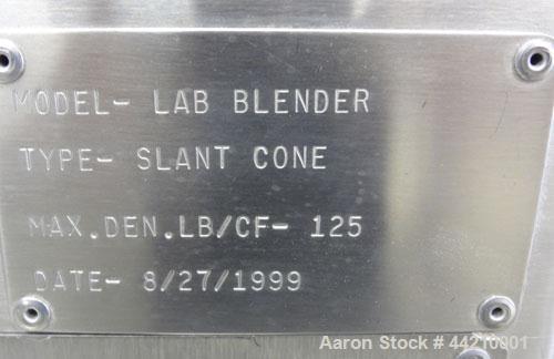 Used- Stainless Steel Gemco Slant Cone Lab Blender, 8 Quart (0.26 Cubic Feet) Wo