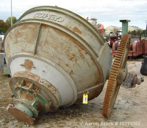 Used Gemco 7' Diameter X 7' Double Cone Batch Blender, Carbon Steel Construction. Approximately 7' diameter and 90" tall. Main shaft is 4" diameter with pillow block bearings. Comes complete with air...