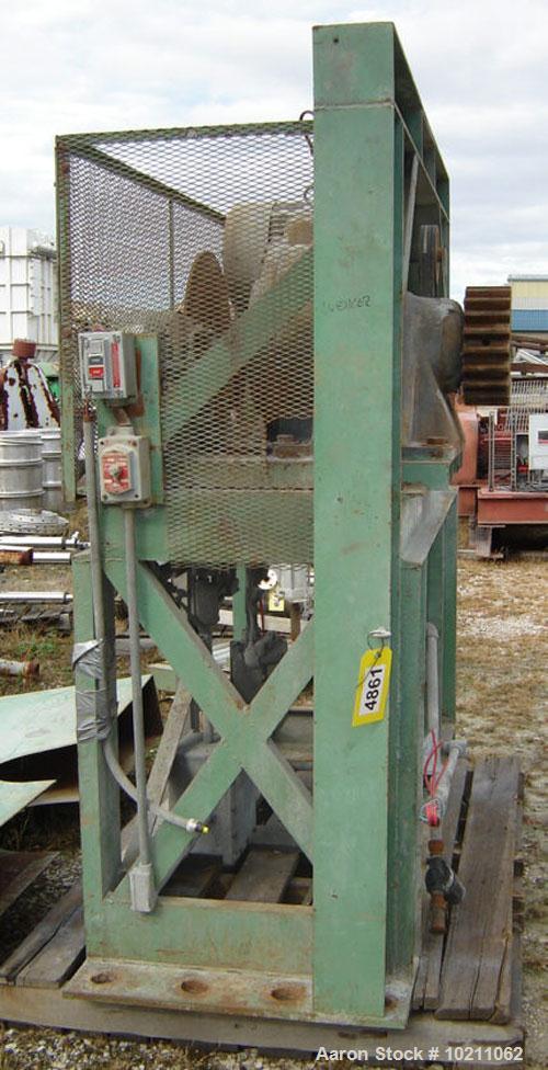 Used Gemco 7' Diameter X 7' Double Cone Batch Blender, Carbon Steel Construction. Approximately 7' diameter and 90" tall. Main shaft is 4" diameter with pillow block bearings. Comes complete with air...