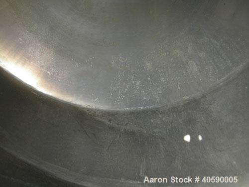 Used Gemco Slant Cone Blender, 5 cubic feet working capacity, 316 stainless steel. Maximum material density 265 pounds per cubic foot. Approximately 31 1/2'' diameter x 10'' and 17'' cones. 16'' char...