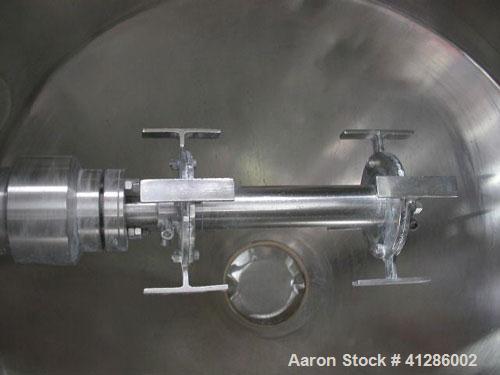 Used Gemco Double Cone Blender/Mixer, 316 stainless steel, for dry or wet product. Total capacity 5 cubic feet (150 liter), working capacity 3 cubic feet (max 80 liter/kgs). Inside tank dimensions: 2...