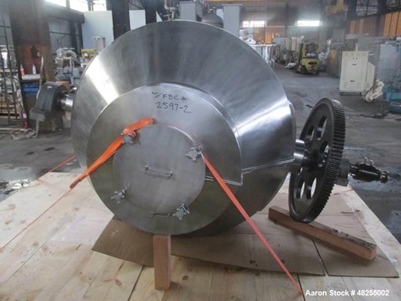 Used Gemco Double Cone Blender, 316 Stainless Steel, Approximate 50 Cubic Feet.