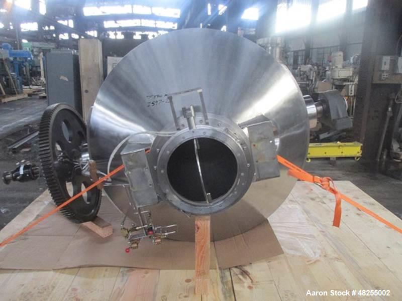Used Gemco Double Cone Blender, 316 Stainless Steel, Approximate 50 Cubic Feet.
