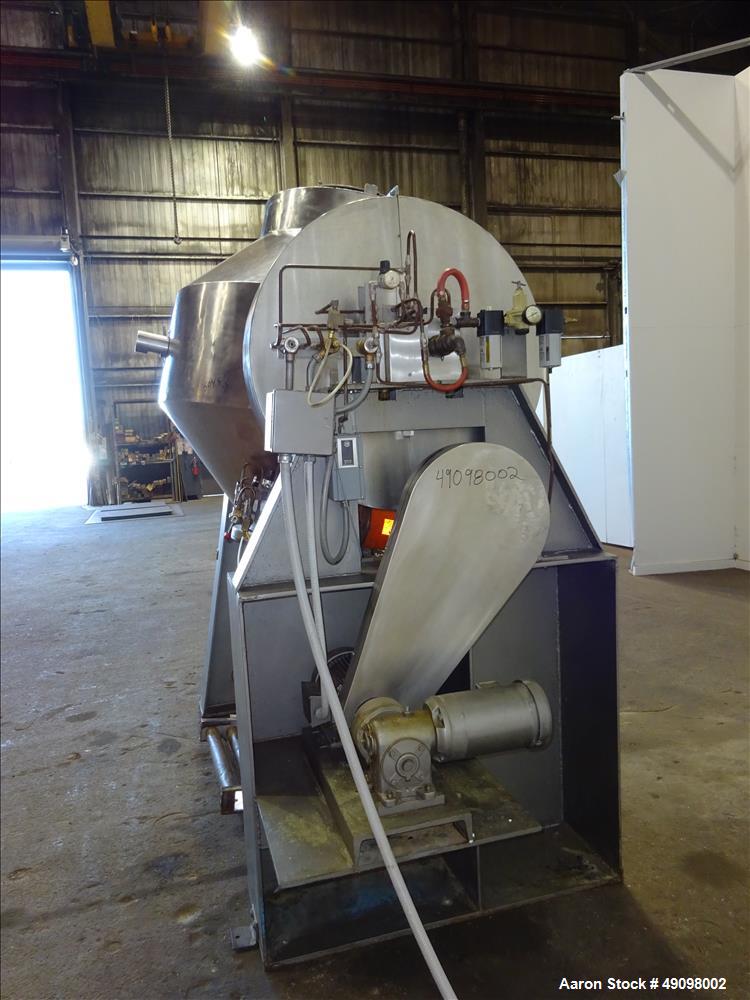 Used Gemco Double Cone Blender, Approximate 30 Cubic Feet, 304 Stainless Steel.