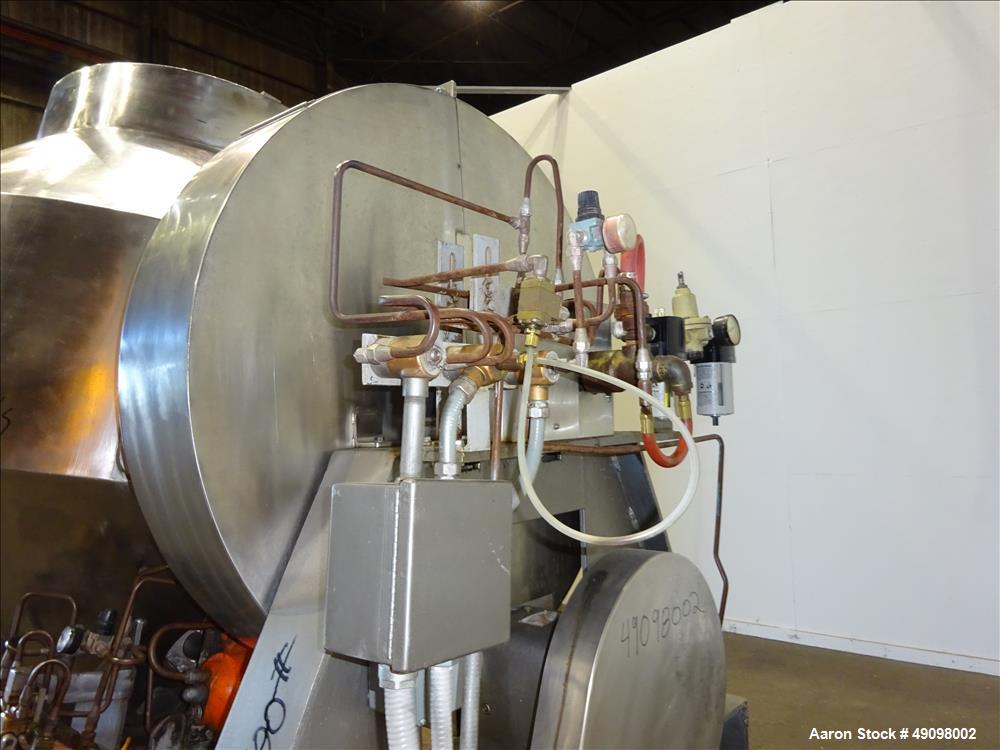 Used Gemco Double Cone Blender, Approximate 30 Cubic Feet, 304 Stainless Steel.