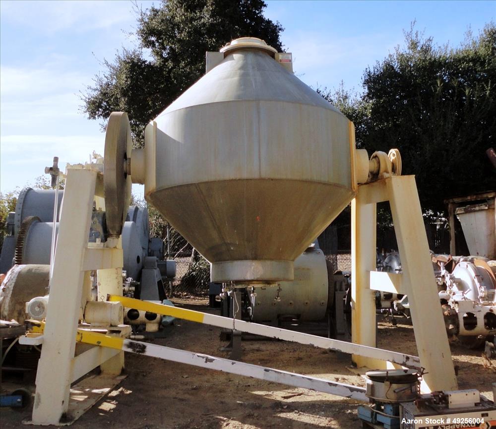 Used- Gemco Double Cone Blender, Approximate 100 Cubic Feet Working Capacity