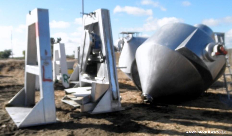 Used Gemco slant cone mixer, approximately 250 cubic feet working capacity