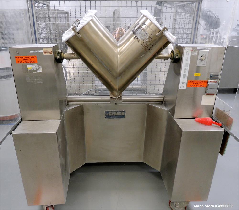 Used Gemco Stainless Steel V-Blender, 1 Cubic Foot Capacity