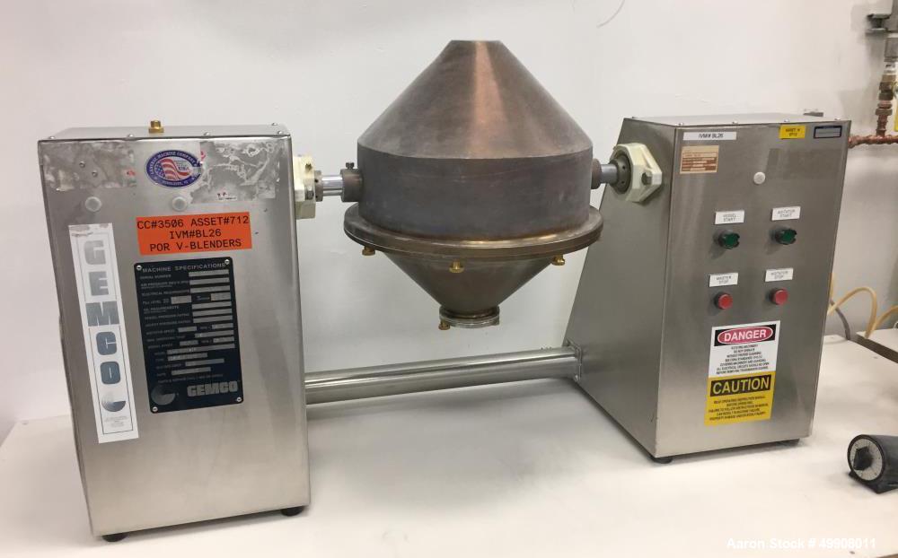 Used Gemco Double Cone Blender, Model Lab Blender, 16 and 8 Quart Capacity