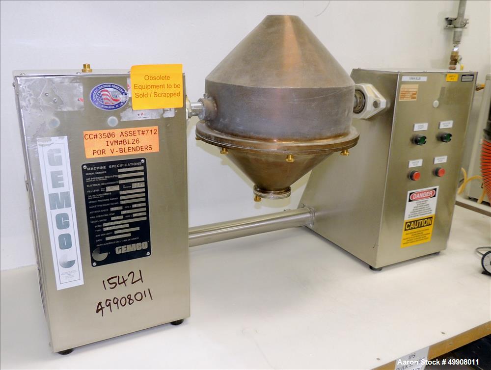 Used Gemco Double Cone Blender, Model Lab Blender, 16 and 8 Quart Capacity