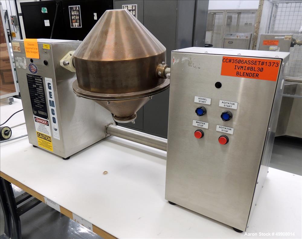Used Gemco Model Lab Blender, Double Cone Blender,16 and 8 Quart Capacity.