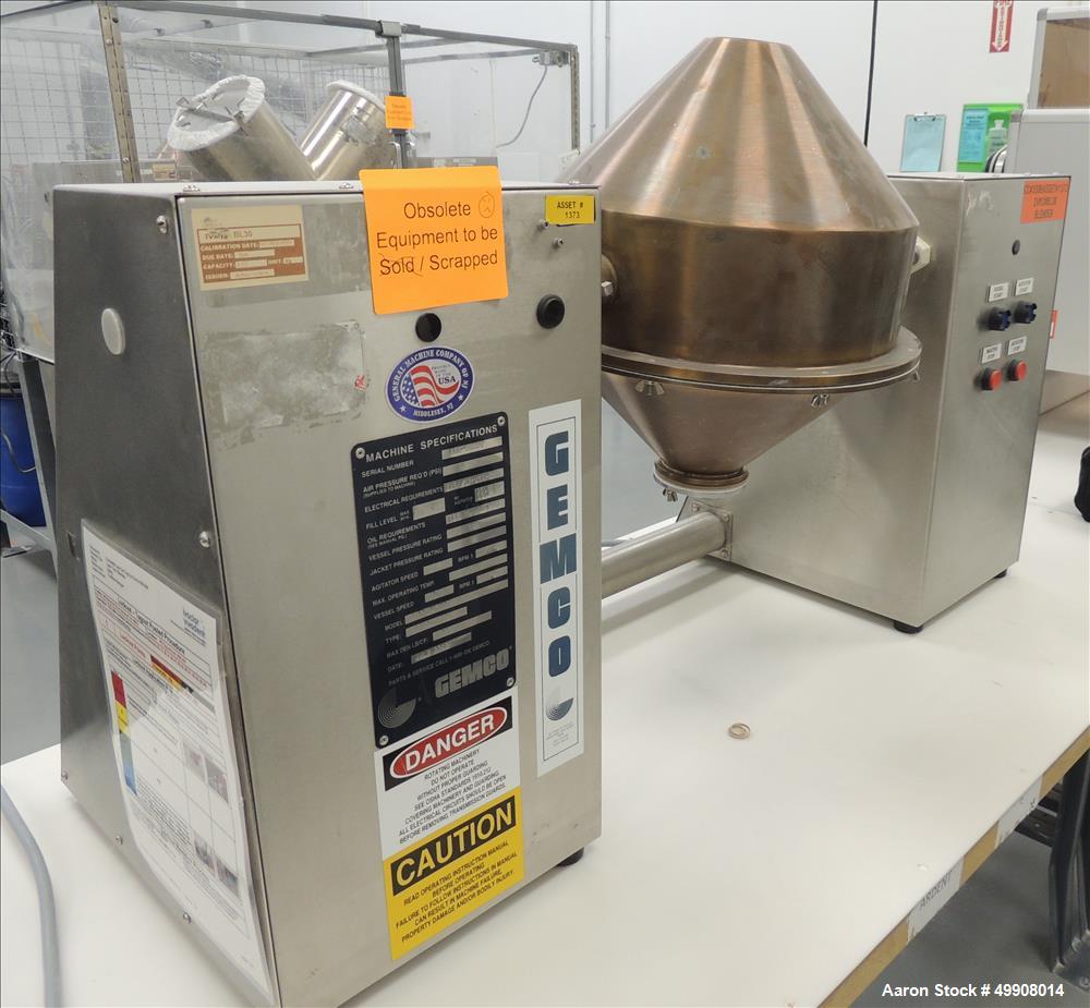 Used Gemco Model Lab Blender, Double Cone Blender,16 and 8 Quart Capacity.