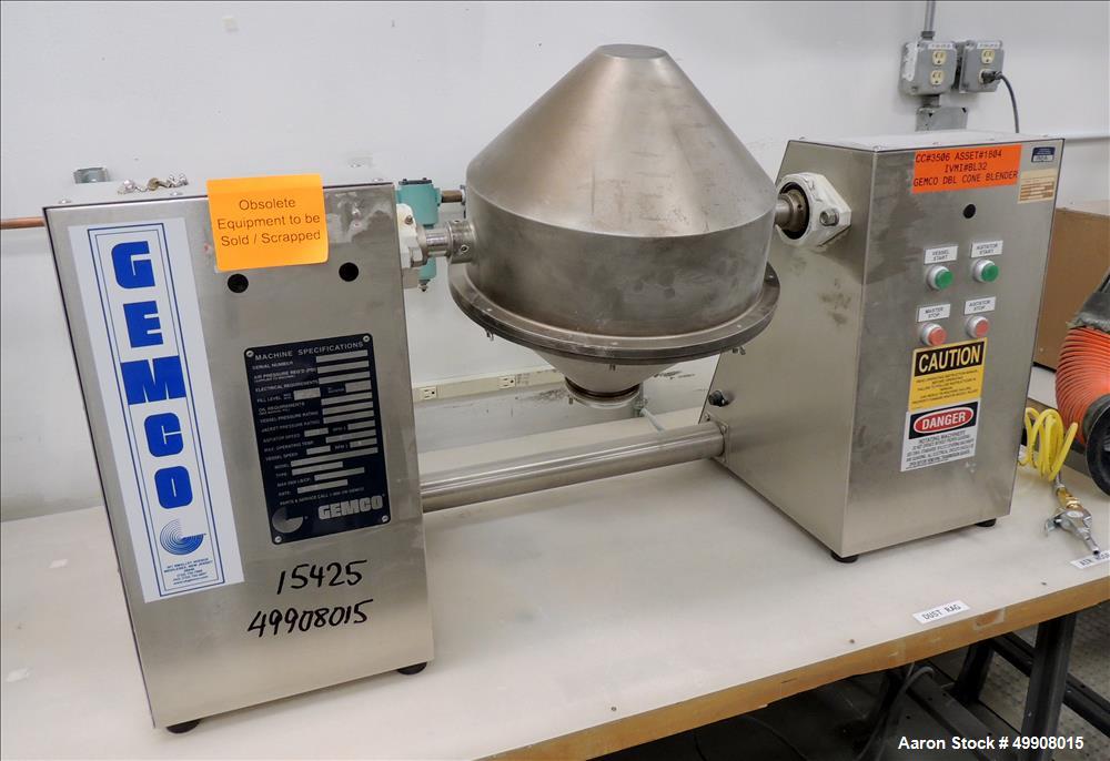 Used- Gemco Double Cone Blender, Model Lab Blender, 16 and 8 Quart Capacity