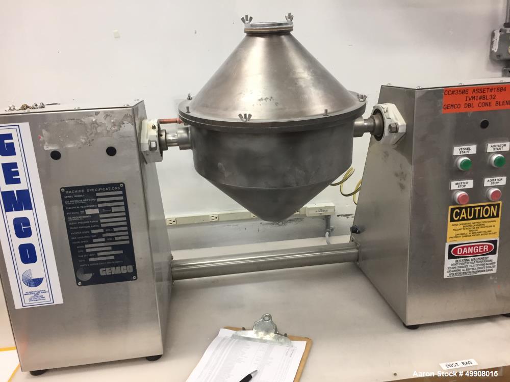 Used Gemco Double Cone Blender, Model Lab Blender, 16 and 8 Quart Capacity