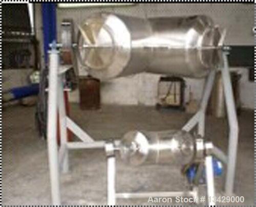 Used-New Hydratec 10 Cubic Foot Twin Shell Blender. 316L stainless steel, sanitary finish, 2 hp drive, rotating rpm 20, supp...