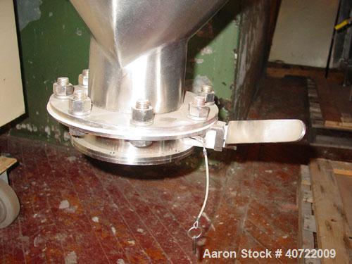 Used Lightnin Twin Shell Blender, 1 cubic foot capacity, stainless steel. Maximum gross weight 260 pounds, tare weight 200 pounds. Intensifier bar and blender each driven by a 1.5 hp, 3/208-230 volt ...