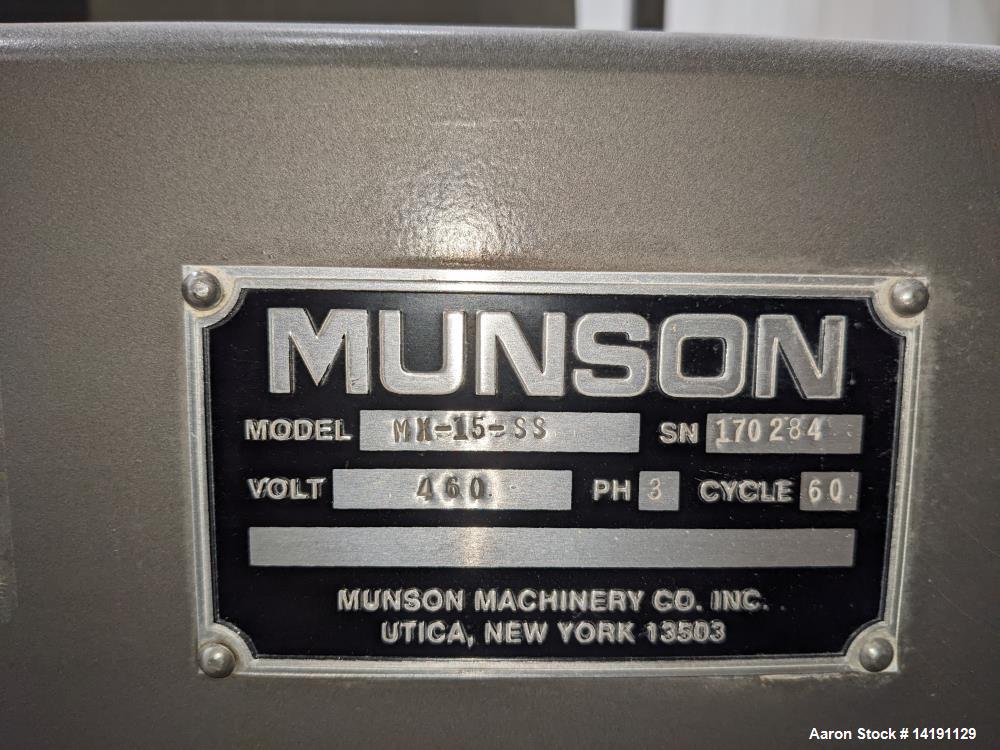 Used-Munson Model MX-15, 15 Cu Ft Stainless Steel Rotary Batch Mini Mixer