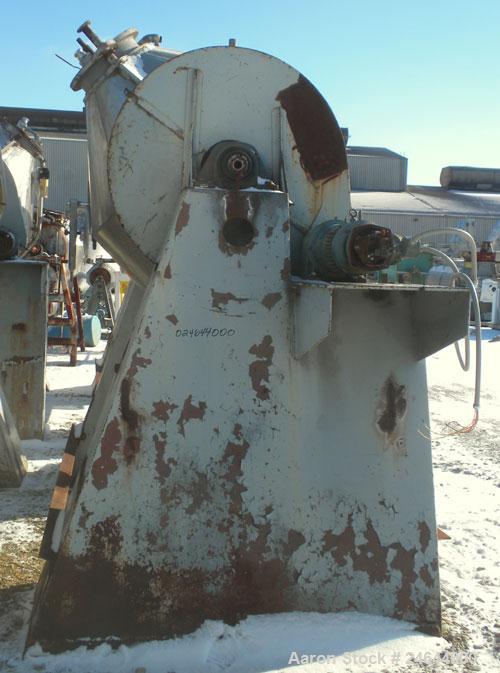 Used National Tank & Manufacturing Double Cone Jacketed Blender, 40 Cubic Feet Working Capacity (59.8 total), 304 Stainless Steel. Stainless steel jacket rated 10 psi. Internal 56" diameter x 19" str...
