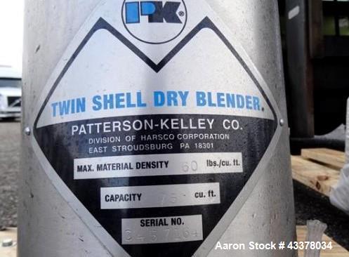 Used Stainless Steel One (1) used 75 cubic foot Patterson Kelley twin shell blender