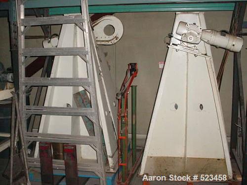 USED: Patterson 8.7 cu ft double cone mixer, stainless steel. Painted carbon steel frames, 1 hp motor with magnetic brake. Overall height 8'2" x 41" wide. 6" discharge with butterfly valve. Discharge...