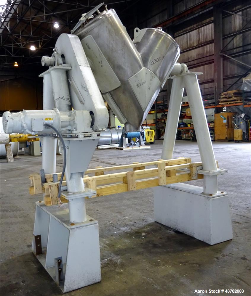 Used Patterson Kelley Cross-Flow V Blender, 10 Cubic Feet, 304 Stainless Steel.