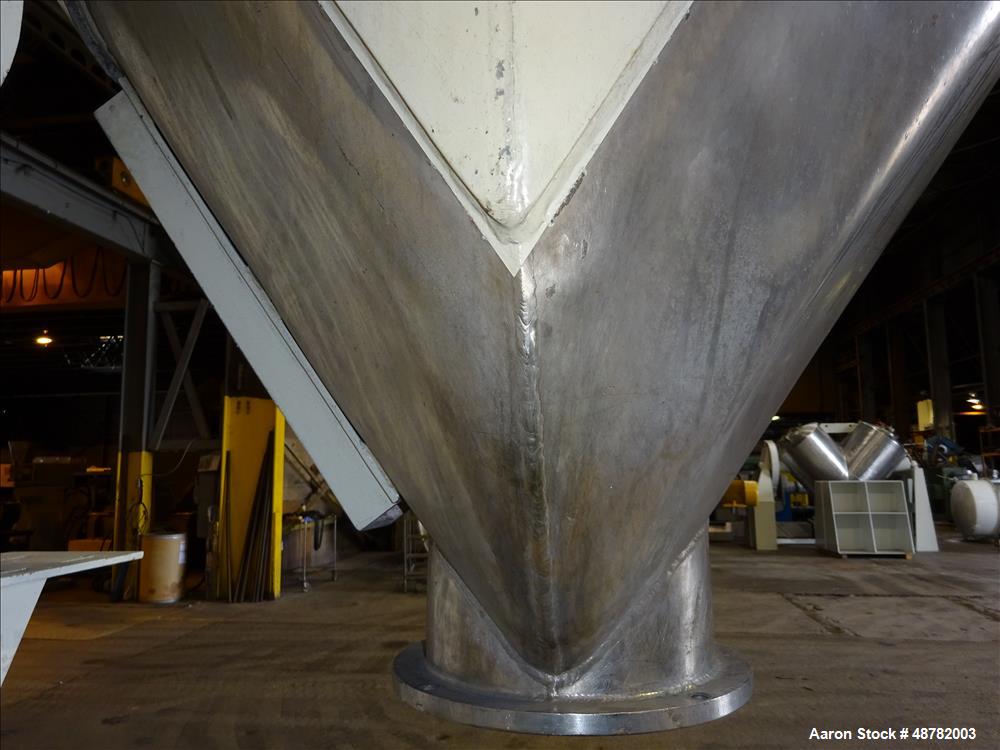 Used Patterson Kelley Cross-Flow V Blender, 10 Cubic Feet, 304 Stainless Steel.