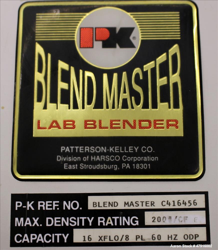 Used Patterson-Kelley Blend Master Lab Blender – 16/8 Qt, Plexiglass, 1/3 HP Motor